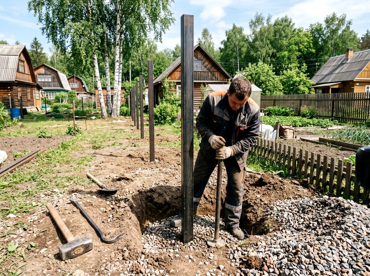 Глубина бетонирования столбов забора в Подмосковье — почему 1,2 м это минимум